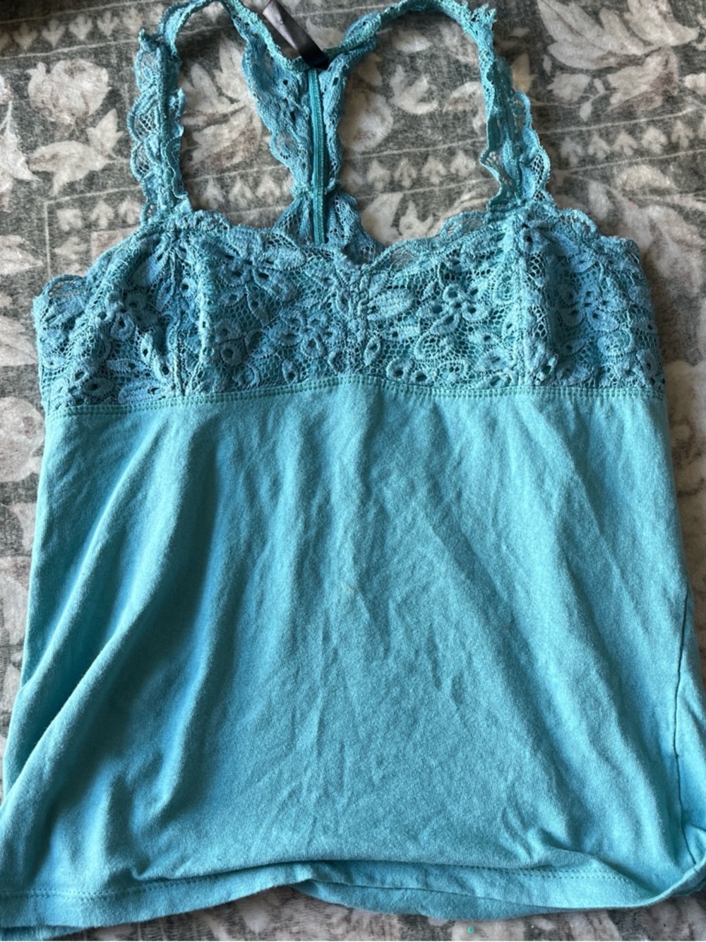 PINK Victoria's Secret Turquoise Lace-Trim Racerback Camisole